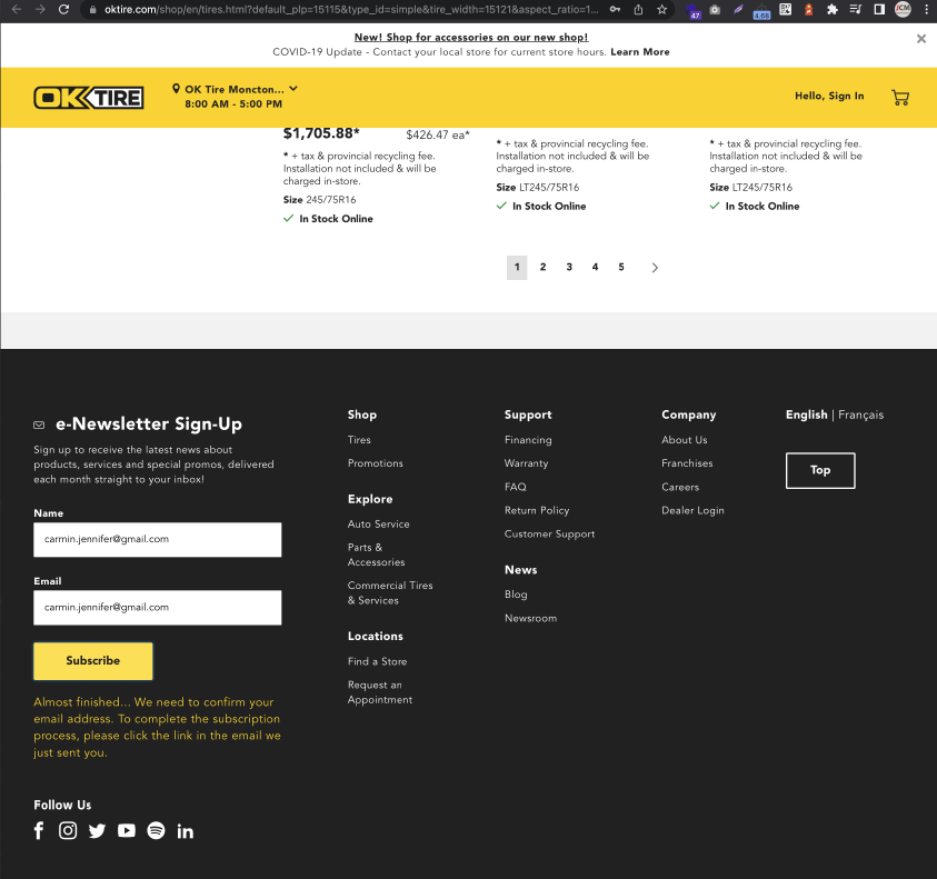 Fixed the Magento eNewsletter quick sign up form