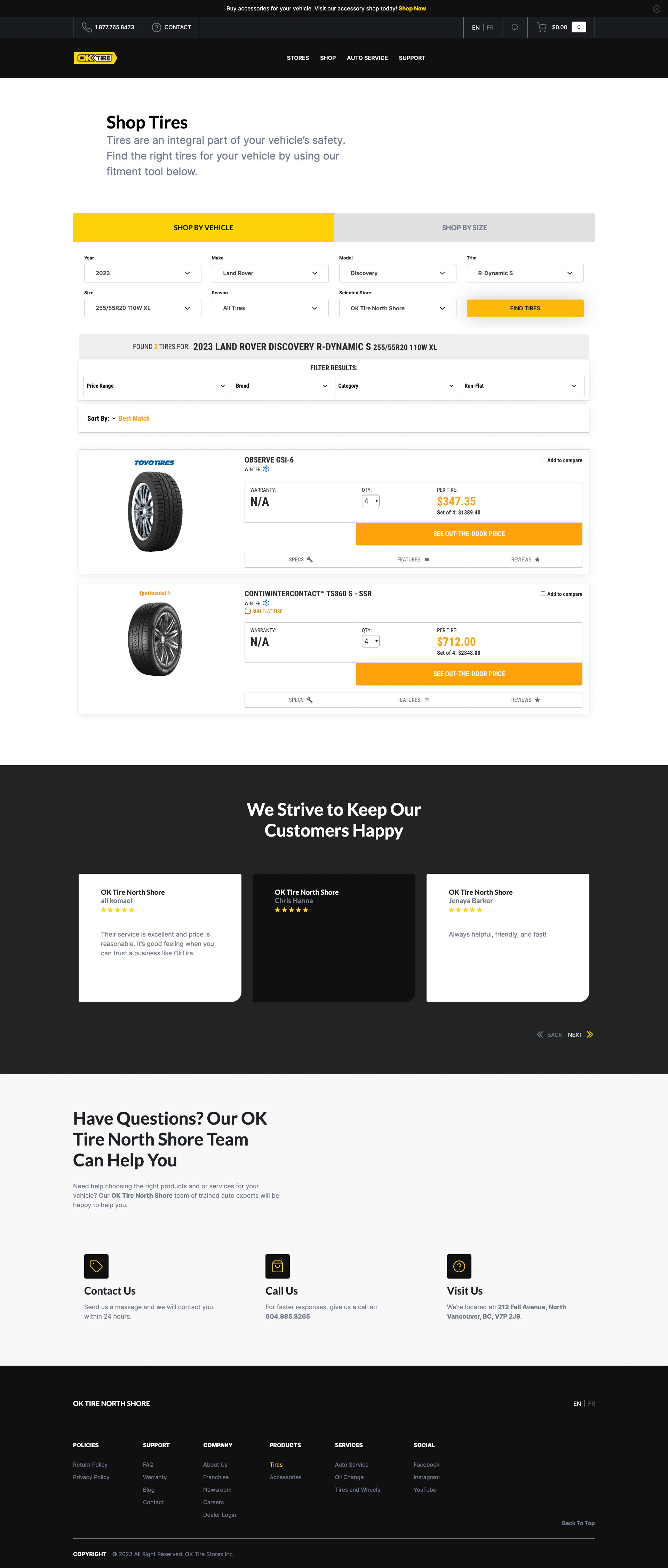 OkTire.com - Mobile Tires Shop Landing Page