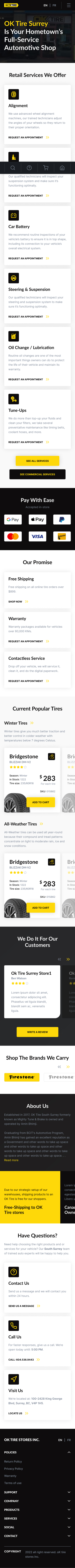OKTire.com - Mobile Store Microsite Home Page